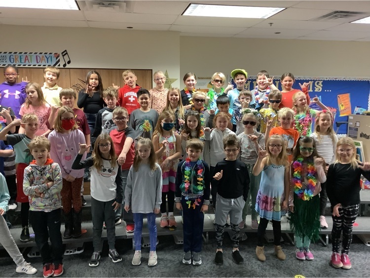 3rd grade showing their Holiday Vacation look!