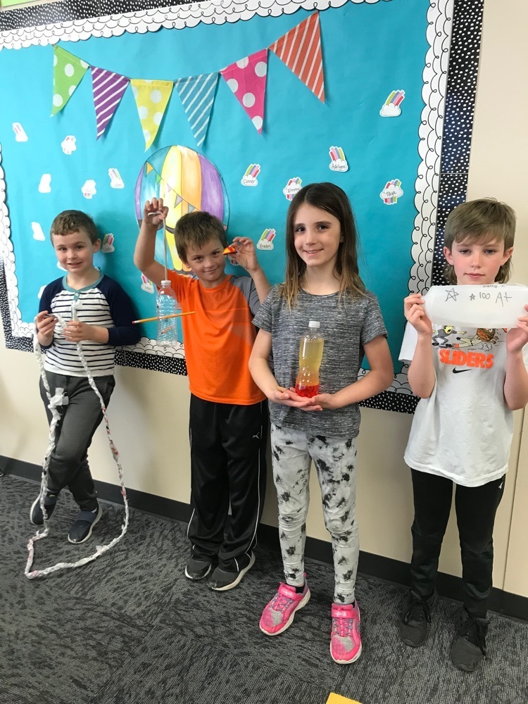 Second graders are celebrating Earth Day by creating trash-to-treasure projects. 