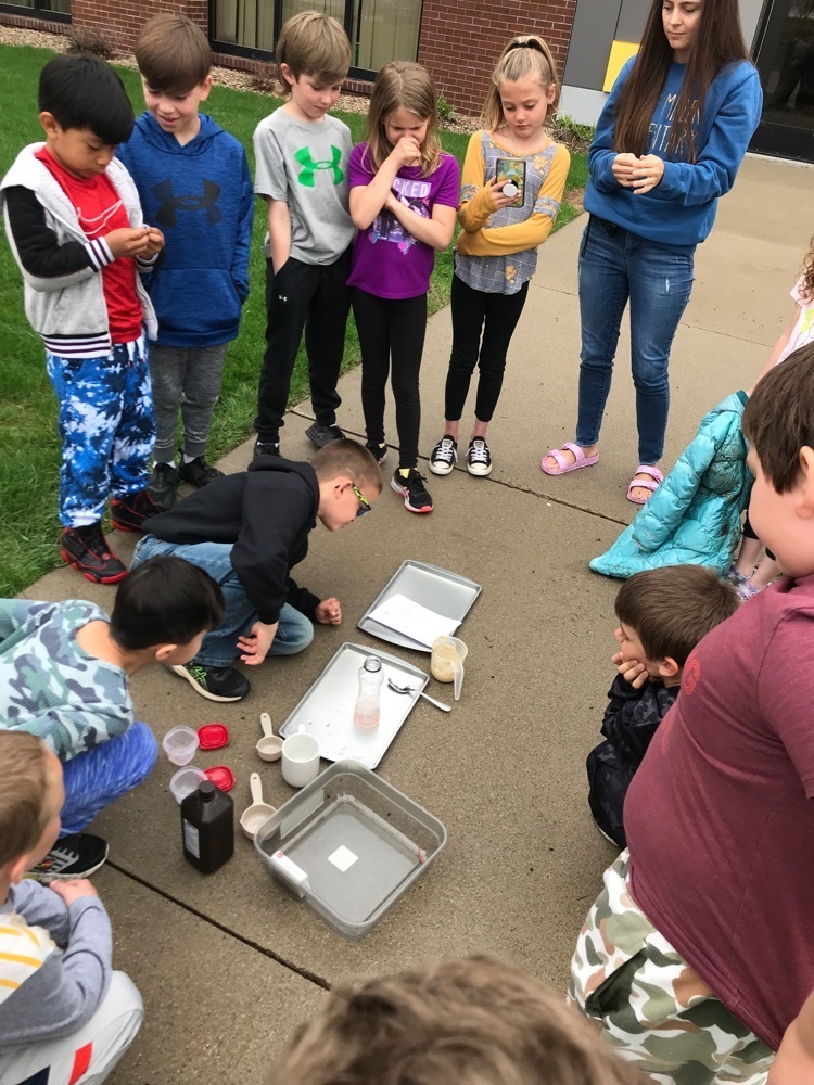 Students demonstrate science experiments.