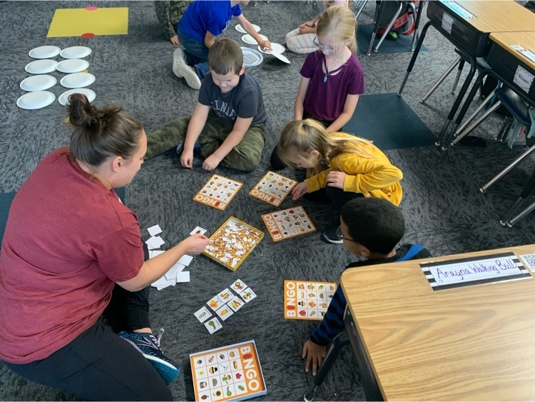 Students playing fall bingo.
