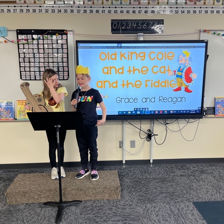 Second graders performed a fables and fairytales readers theater event.
